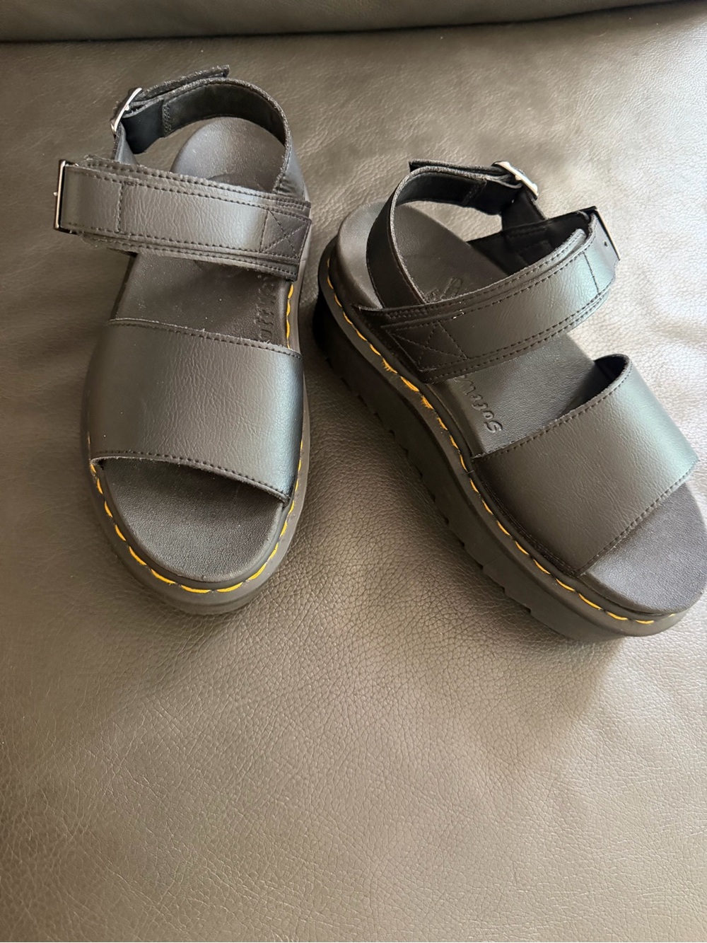 Dr. Marten Voss Platform Black Leather Buckle Sandals size 8 - Picture 7 of 7